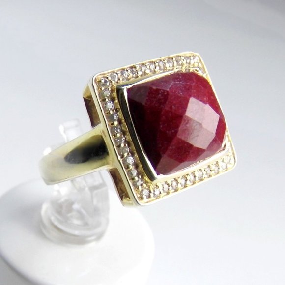 Genuine RUBY Gold over Sterling SILVER Ring size 7